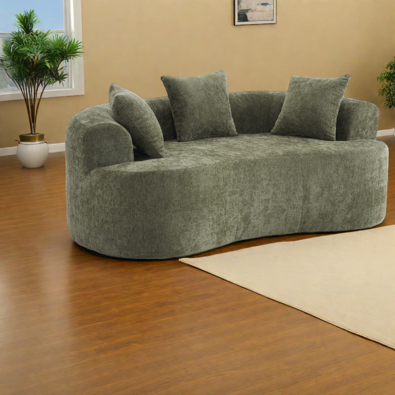 Compression Sofas, Chenille 79 Inch Modern Curved Loveseat For Home