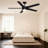 Jet5 52" Indoor Matte Black Ceiling Fan with Reversible Walnut/Black Blades, LED Light, and Remote-1818465590-1818465585