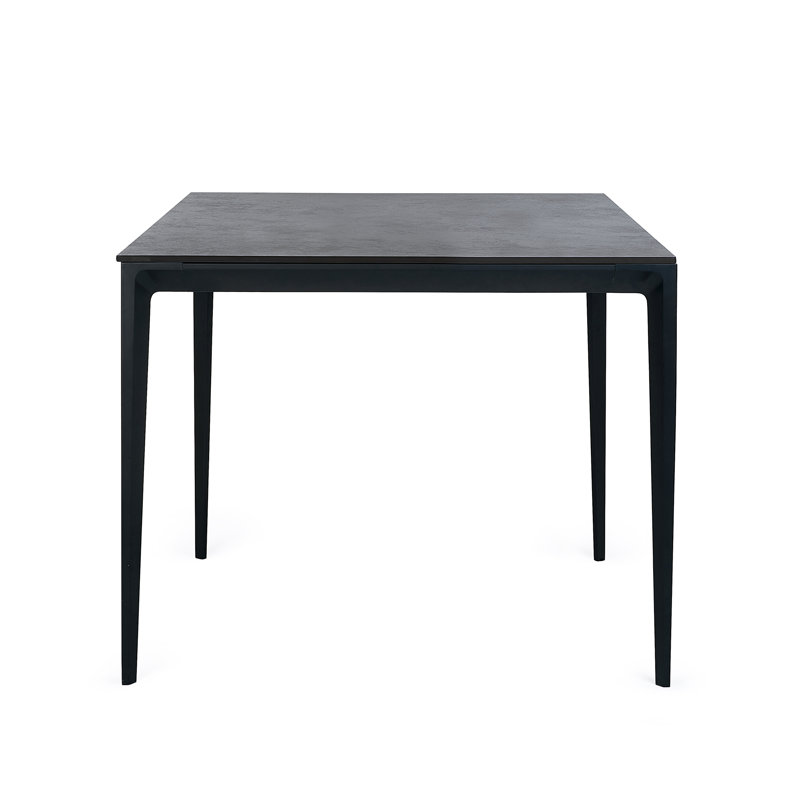 Dagon Stone Top Metal Base Dining Table, H74 x L80 x W80cm, Slate Grey