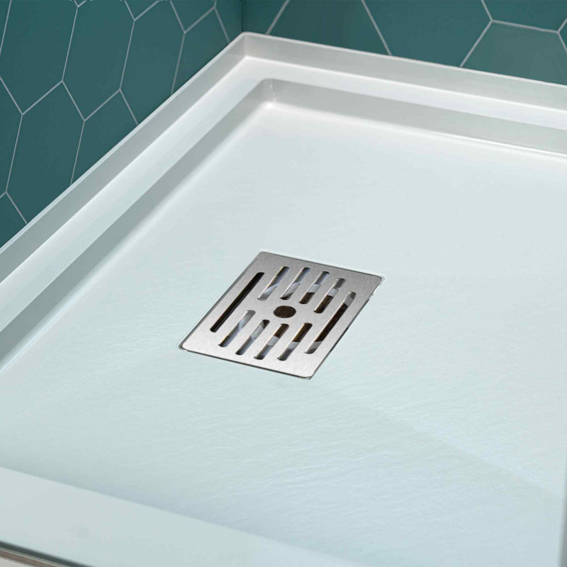 WOODBRIDGE 60 In. X 36 In. Solid Surface Shower Pan Base, Alcove Installation With Drain Options, Slip-Resistant & Mold-Resistant