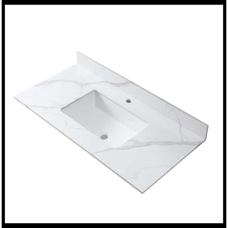 Bettendorf Single Bathroom Vanity with Ceramic Top, White