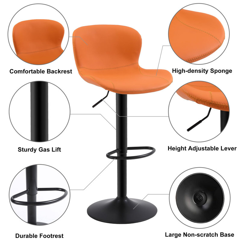 Adjustable Height Counter Stool with Metal Frame