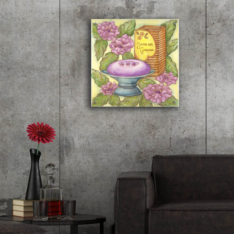Art mural en verre Winston Porter «Savons Des Gardenia» par Andrea Strongwater, H 24 po x l 24 po x P 0,2 po