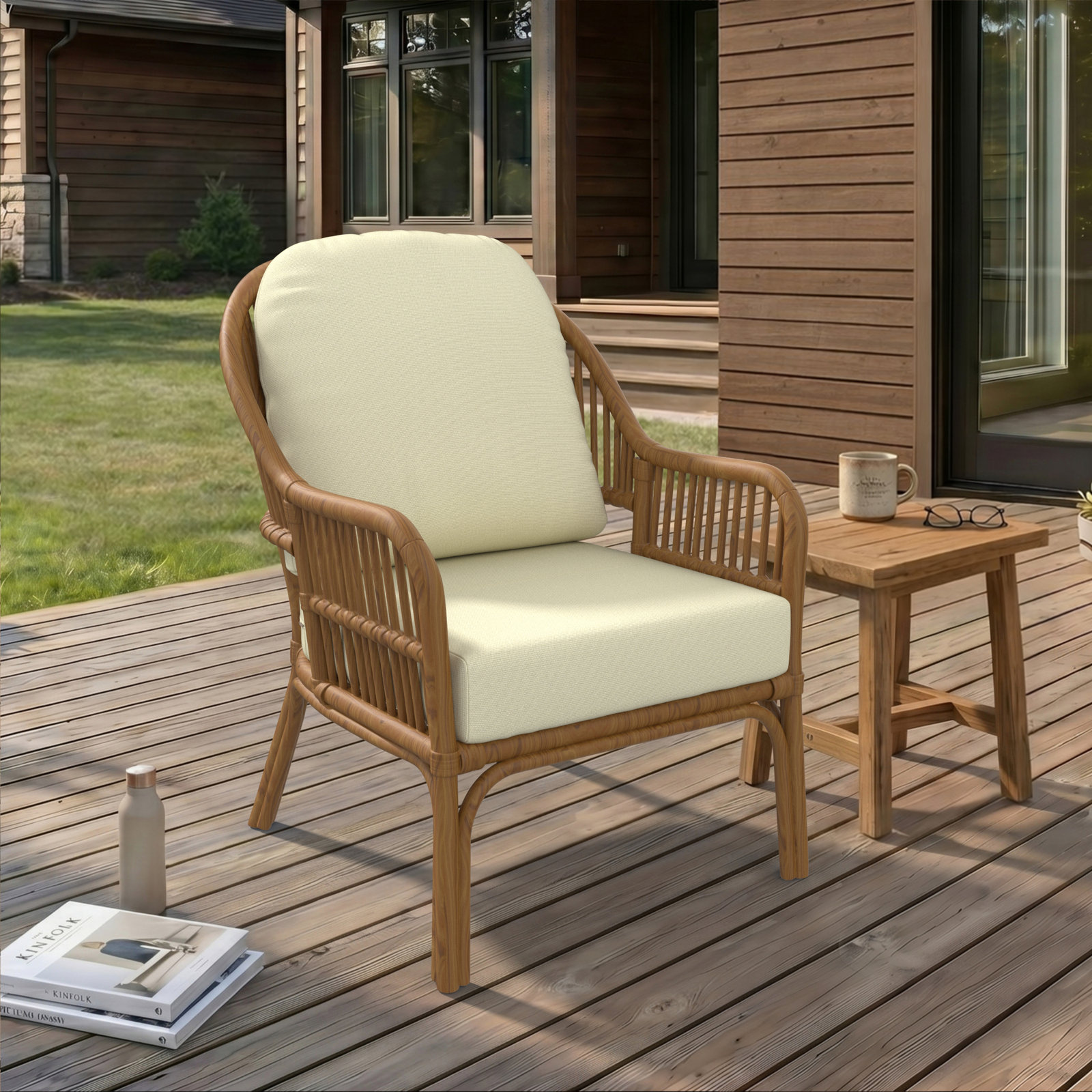 Amala 22" Sunbrella® Seat and Back Cushion, Canvas Canvas Sunbrella® Canvas