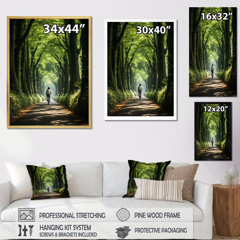 Ballal Bicycle Serene Bicycle Path I, reproduction d'art sur toile, H 32 po x l 24 po x P 1 po, Toile tendue