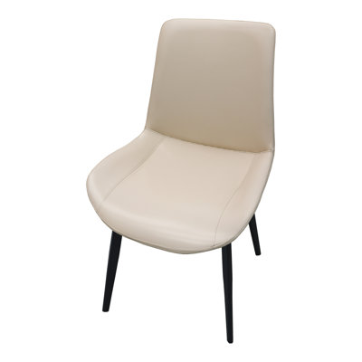 Beige PU Leather Dining Chair With Metal Legs, Modern Upholstered Chair Set Of 4 For Kitchen, Restaurant, Living, Meeting Room