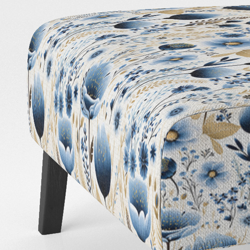 Blue Ferns Tranquillity - Upholstered Cottage Accent Slipper Chair