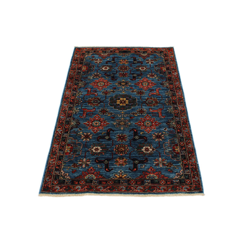 3x5 Blue and Rust Traditional Rug