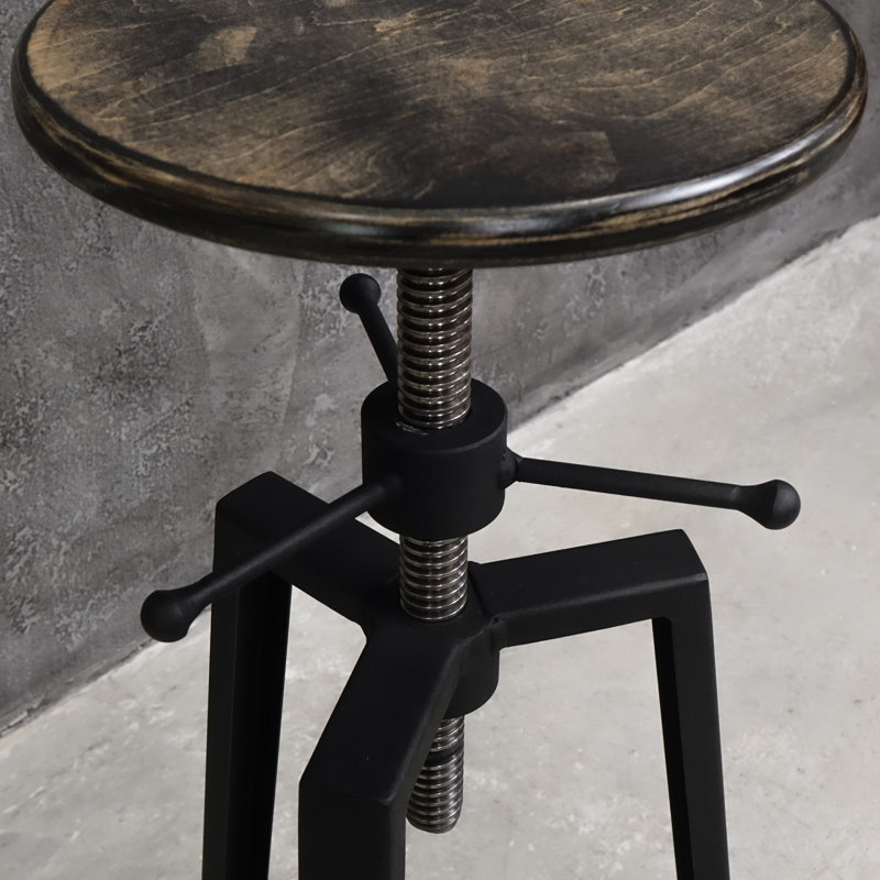 Hacienda Swivel Adjustable Height Counter Stool with Metal Frame, Black