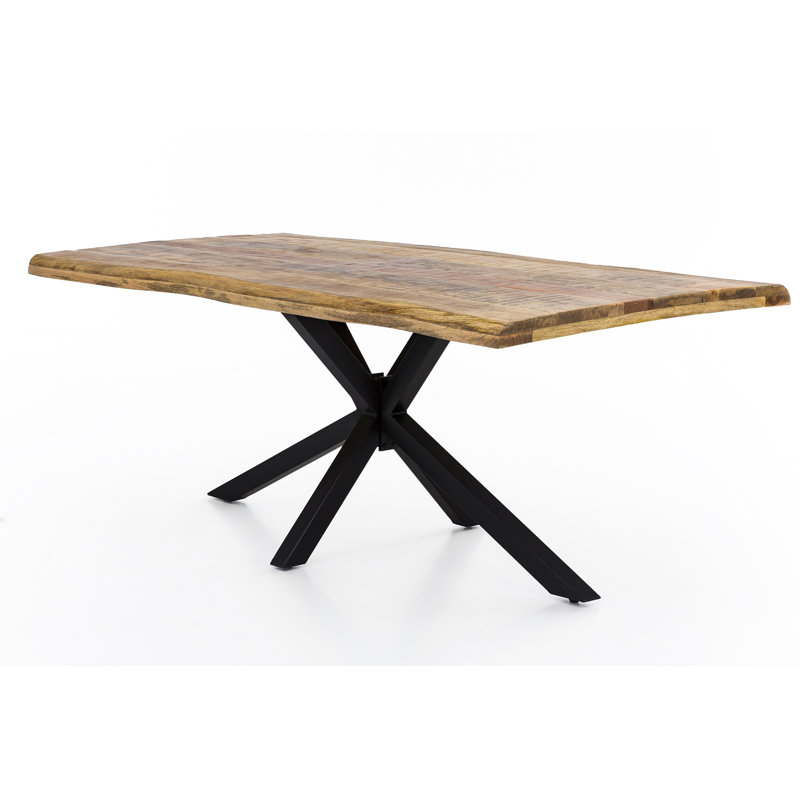 Isaac Solid Wood Top Metal Base Dining Table, Antique black, 77cm H x 240cm L x 100cm W