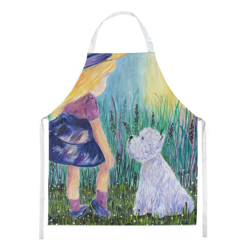 Petite fille avec tablier westie
