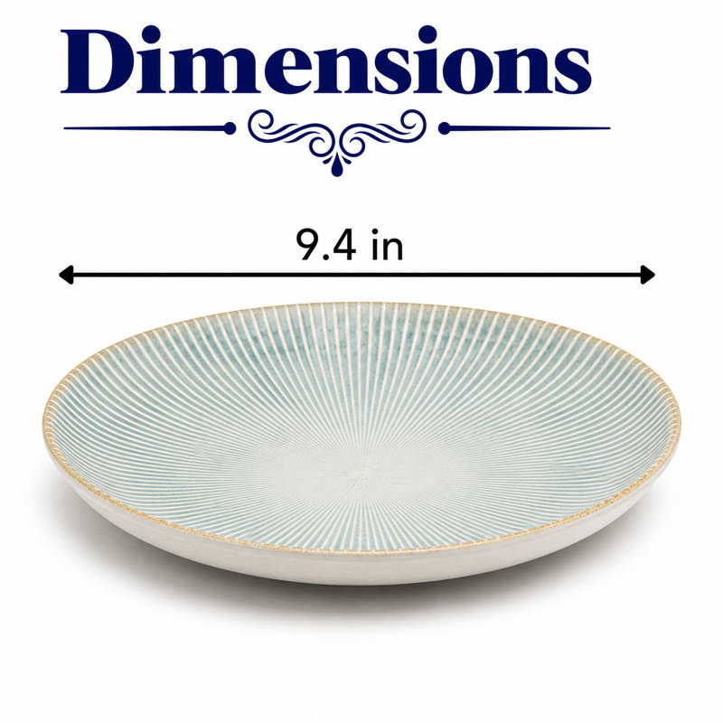Assiette ronde en porcelaine Paros-Aqua Premium, 9.5x9.5x0.98"