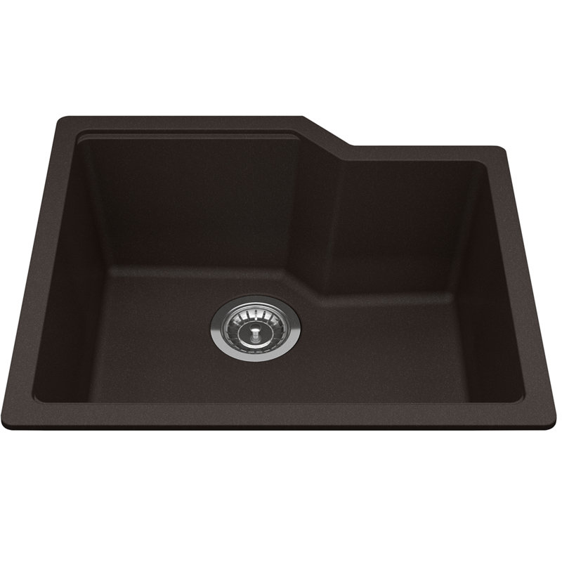 Évier de cuisine encastrable L 22 po x l 20 po avec crépine, Moka
