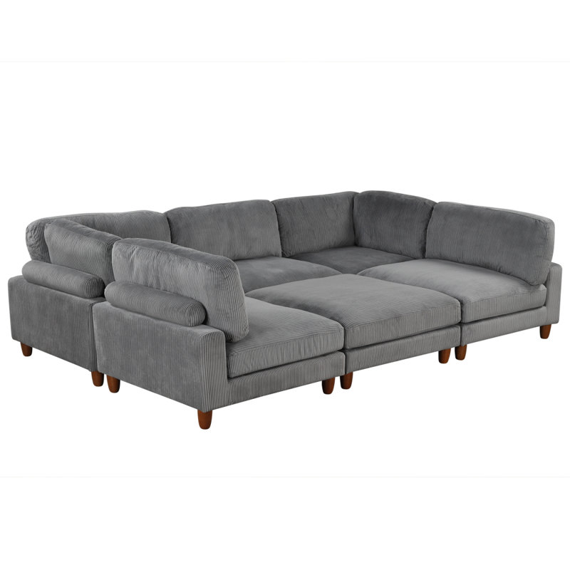 Canapé modulaire moderne de 163 po avec repose-pieds en L pour salon, bureau et appartement, Gris