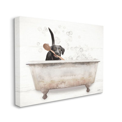 «Happy Labrador in Rustic Bubble Bath Design», art mural surdimensionné surdimensionné par Lori Deiter