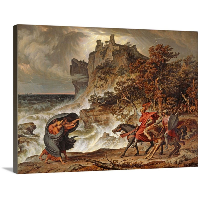 «Macbeth and the Witches, 1829-30» par Joseph Anton Koch - reproduction d'art sur toile, H 36 po x l 48 po x P 1,25 po