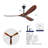60" Solid Wood Ceiling Fan, Outdoor, 3 Blade, No Light, Walnut, for Patio Living Room Bedroom Porch, Remote Control, Water Resistant-1125501204-1125501205-1125501224