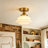 Buckminster 1-Light Vintage Schoolhouse Fluted Glass Semi Flush Mount Ceiling Light  for Hallway-1380074498