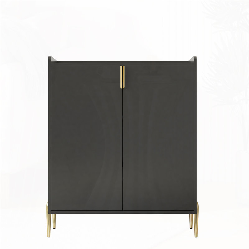 Armoire en bois 2 portes, Doré, Noir