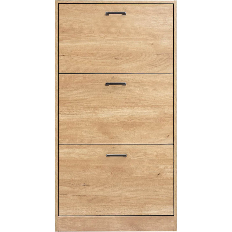 18 Pair Shoe Storage Cabinet, Pine/Black
