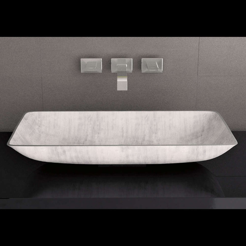 Nek 24.41'' L Bathroom Sink, White Silver