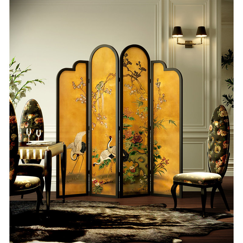 Paravent de salon pliable Georgette, 4, 78.7" H x 70.9" W x 1.6" D
