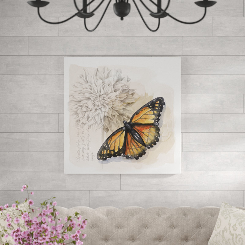 «Shadow Box Butterfly I», peinture sur toile, H 36 po x l 36 po
