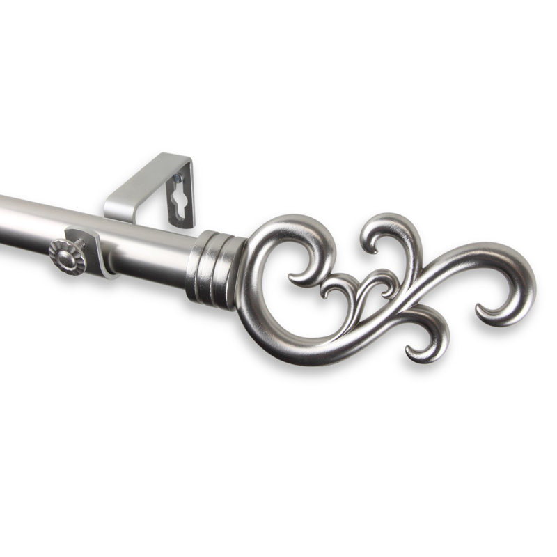 Tringle à rideaux simple Mcfarren, l 66 à 120 po, Nickel satiné