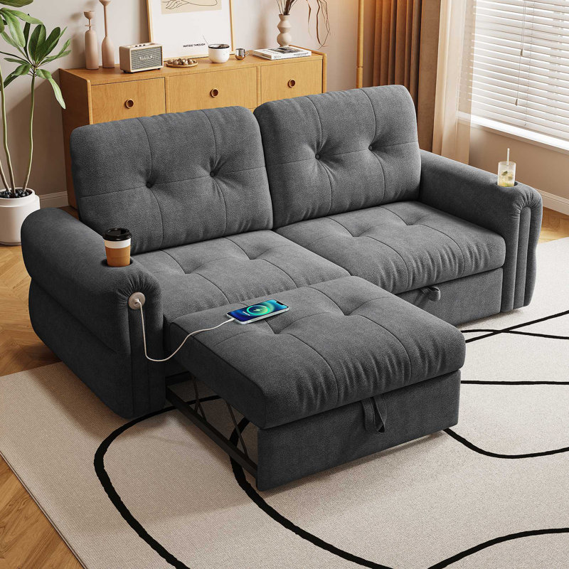 Il s'agit d'un canapé multifonctionnel, d'un canapé-lit convertible de 77 pouces et d'une pièce 2 en 1 convenant à la fois à la position assise et à la position allongée. Fabriqué en tissu Sheneyron