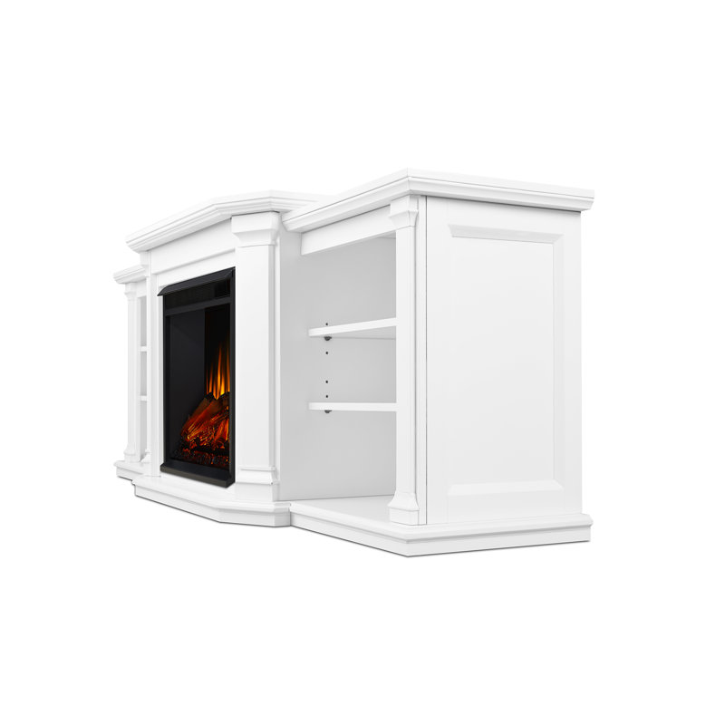 Meuble télé 74 po avec foyer Valmont, Blanc