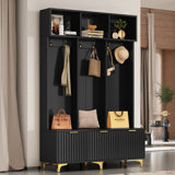75.4" H Hall Tree with Open Storage, 3-in-1 Hall Tree with Bench