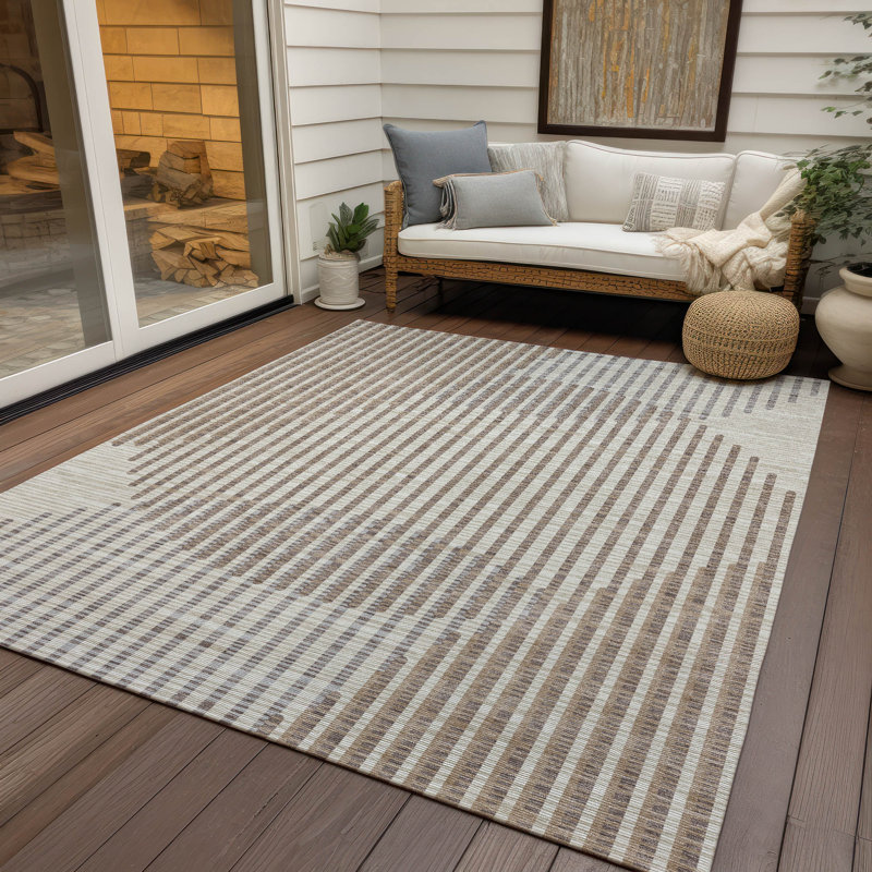 Elowen Beige Washable Indoor-Outdoor Rug - , 8' x 10'