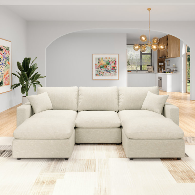 5-Seater Sectional Sofa Comfy Cloud Couch for Living Room, Modern Upholstered Modular Sectional Sofa Convertible Deep Seat Sofa, Removable & Washable Cushion Covers