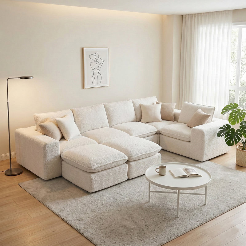 Canapé modulaire en L 107 po avec repose-pieds 107 po Boucle