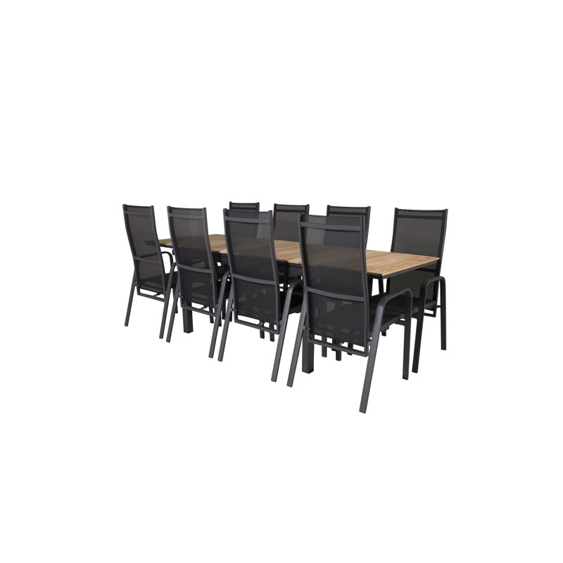 Anoki 8 - Person Teak Patio Dining Set with Extendable Rectangular Table