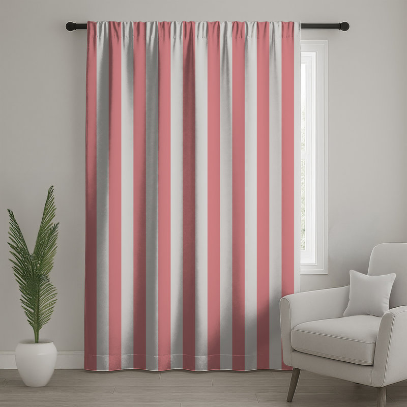 Pink Vertical Stripes Window Curtains, Striped Sheer & Blockout Curtains - 1 Panel, 50 po x 92 po - 1 panneau, Transparent