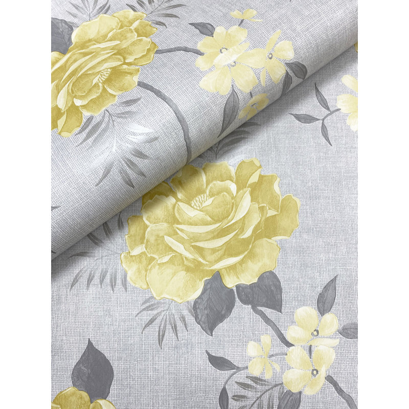 Deshotel 10.05m x 53cm Semi-Gloss Wallpaper Roll, Ochre