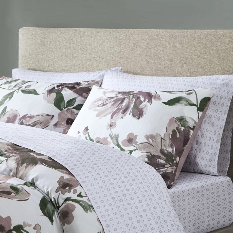 Édredon très doux brossé doux avec draps en losanges gris mauve, mauve