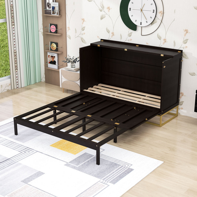 Lit escamotable en bois avec tête de lit