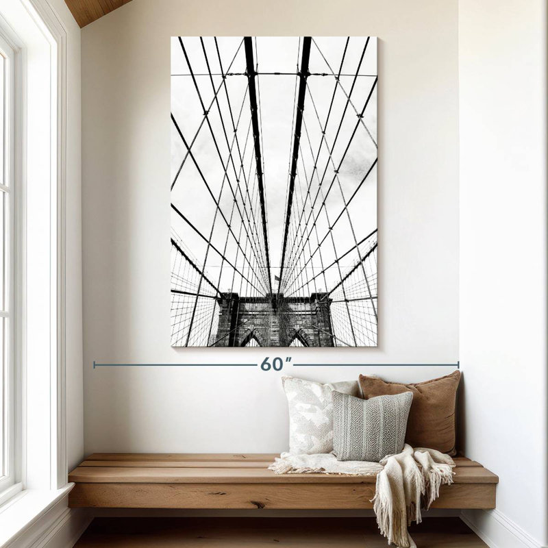 Aime Brooklyn Bridge Black And White, 51" H x 34" W