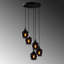 Industrial Scandinavian Chandelier, Fume Colour, 19.7 x 19.7 inches | Adjustable Height 44.9 inches | Metal Body with Glass Cap, 5 x E27 Sockets (Max 40W) | Nostalgic Design for Modern Living Rooms & Dining Areas, IP20 Rated