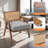 Mid Century Modern Accent Chair, Comfy Living Room Chairs with Sturdy Wood Legs, Rattan Backrest-1906186208-1906186209