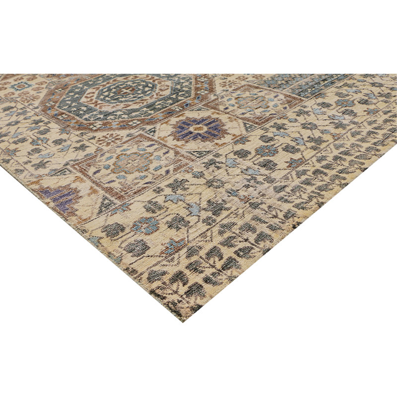 Geometric Area Rug in Beige, Rectangle 6' x 9'