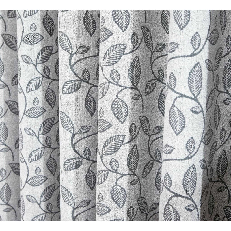 Awrad Semi Sheer Curtain Pair, Grey, 168cm Width x 183cm Drop