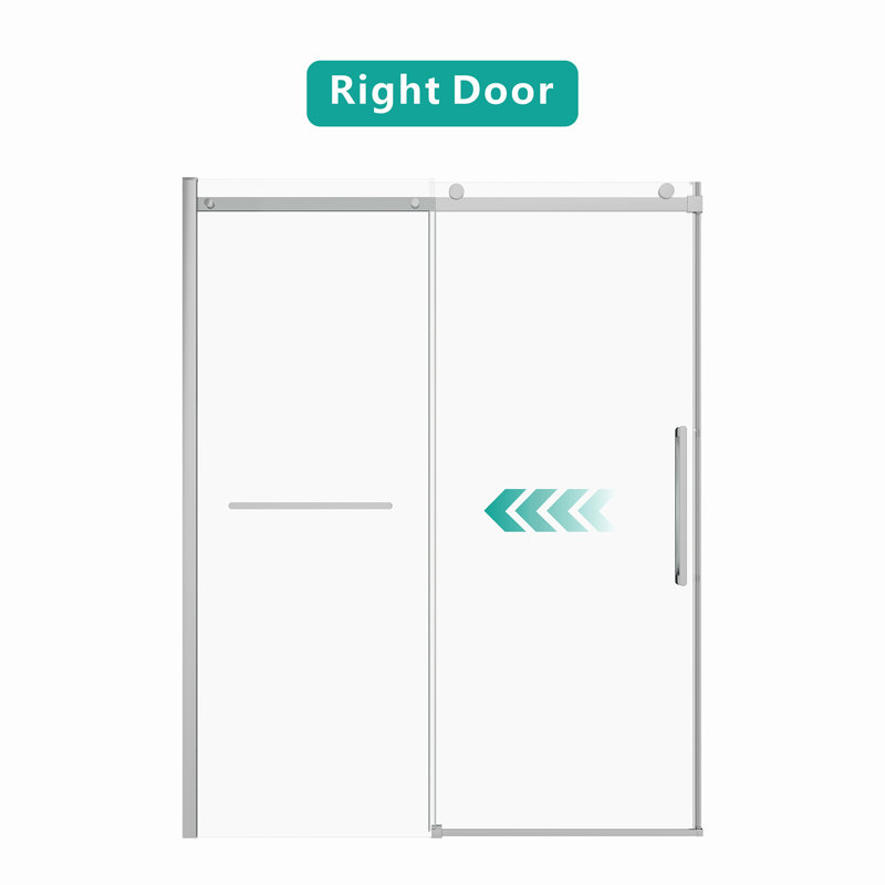 S-RM6076TC 56-60"W X 76"H Sliding Shower Door, Frameless Glass Shower Door With Chrome Hardware, Towel Bar And Handle,Drop Shipping Available