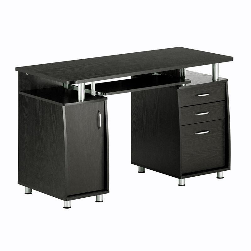 Harris 48'' Floating Computer Desk with Drawers and Storage Cabinet, Espresso