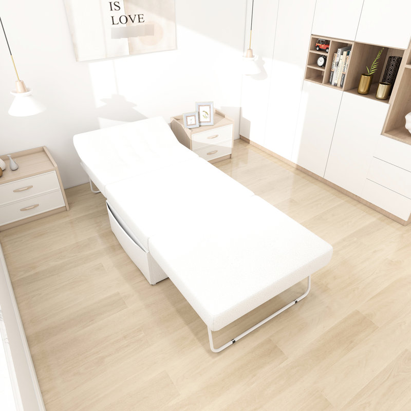 Canapé-lit pliant 4 en 1, chaise-lit pliante, blanc 36 po pour petit appartement avec construction stable et salon de base convertible en métal