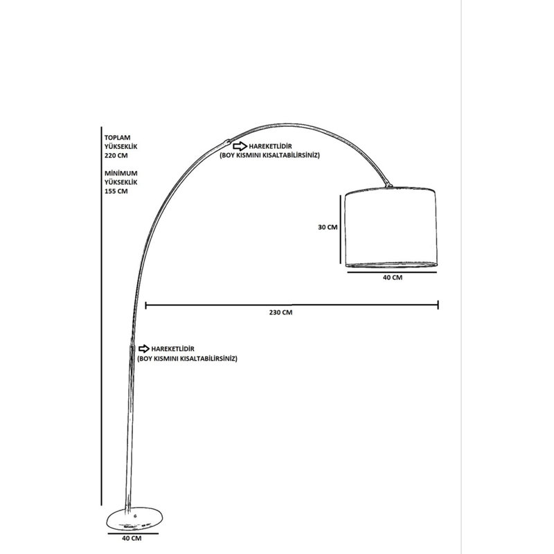 Demyiah 220cm Arched Floor Lamp, Chrome, Anthracite