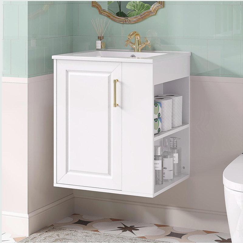 Armoire de salle de bain murale 20 "avec armoire latérale combinée, armoire de salle de bain avec porte à fermeture douce, meuble-lavabo moderne avec lavabo