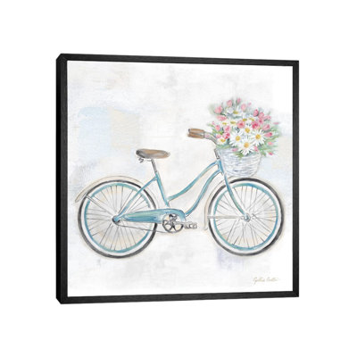 Vintage Bike with Flower Basket I 1 Piece Wall Art on Canvas